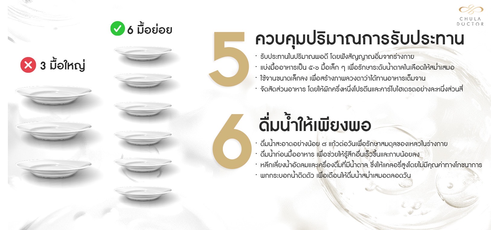 ควบคุมการรับประทาน ดื่มน้ำให้เพียงพอ